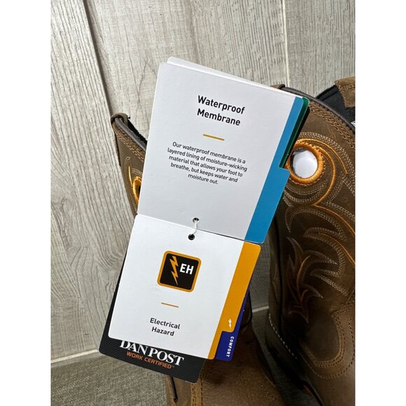 Dan Post Hurricane Series Mens Sz 8.5 Brown Leather Waterproof Work Boots - Picture 8 of 15